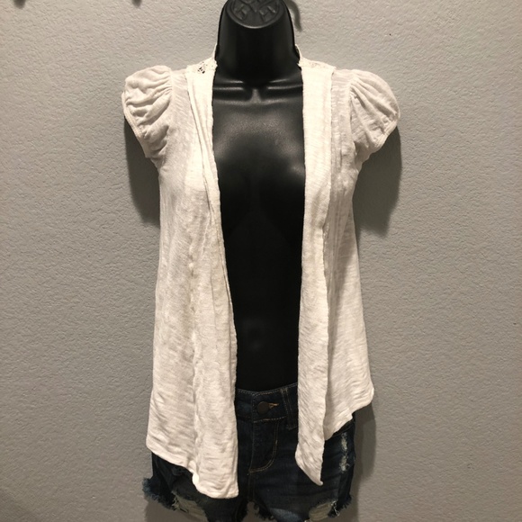 SOLD! Short Sleeve White Cover Up with Lace Back - Picture 2 of 5